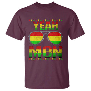 Yeah Mon Jamaican Pride T Shirt Jamaican Vacation Jamaica Reggae Sunglasses TS10 Maroon Print Your Wear