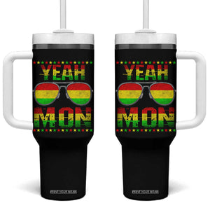 Yeah Mon Jamaican Pride Tumbler With Handle Jamaican Vacation Jamaica Reggae Sunglasses TS10 One Size: 40 oz Black Print Your Wear