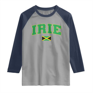 Irie Jamaican Rasta Raglan Shirt Funny Jamaica Jamaican Flag Rasta Reggae Roots TS10 Sport Gray Navy Print Your Wear