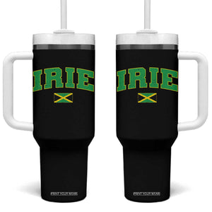 Irie Jamaican Rasta Tumbler With Handle Funny Jamaica Jamaican Flag Rasta Reggae Roots TS10 One Size: 40 oz Black Print Your Wear