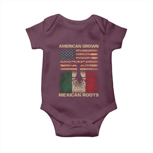 American Grown Mexican Roots Baby Onesie Retro Mexico America Flag TS10 Maroon Print Your Wear