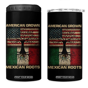 American Grown Mexican Roots 4 in 1 Can Cooler Tumbler Retro Mexico America Flag TS10 One Size: 16 oz Black Print Your Wear
