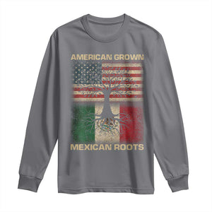 American Grown Mexican Roots Long Sleeve Shirt Retro Mexico America Flag TS10 Charcoal Print Your Wear