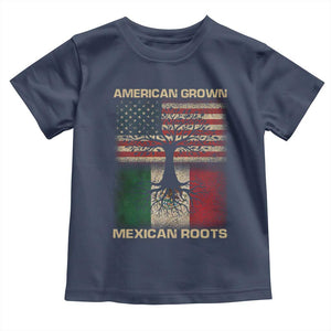 American Grown Mexican Roots Toddler T Shirt Retro Mexico America Flag TS10 Navy Print Your Wear
