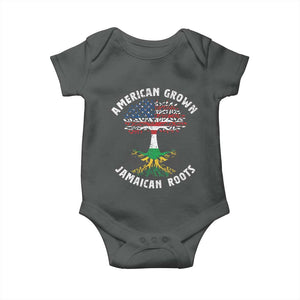 American Grown Jamaican Roots Baby Onesie Retro USA Jamaica Flag TS10 Dark Heather Print Your Wear