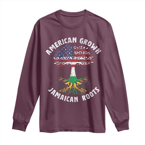 American Grown Jamaican Roots Long Sleeve Shirt Retro USA Jamaica Flag TS10 Maroon Print Your Wear