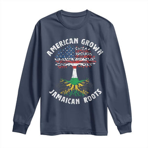 American Grown Jamaican Roots Long Sleeve Shirt Retro USA Jamaica Flag TS10 Navy Print Your Wear