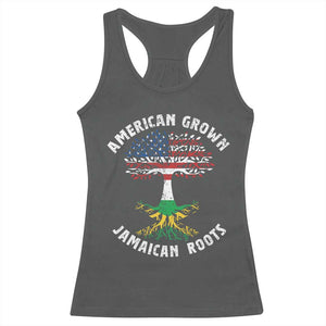 American Grown Jamaican Roots Racerback Tank Top Retro USA Jamaica Flag TS10 Dark Heather Print Your Wear