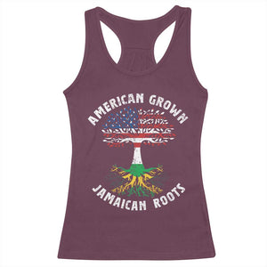 American Grown Jamaican Roots Racerback Tank Top Retro USA Jamaica Flag TS10 Maroon Print Your Wear