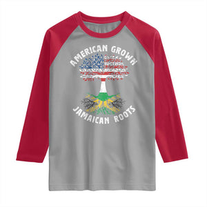 American Grown Jamaican Roots Raglan Shirt Retro USA Jamaica Flag TS10 Sport Gray Red Print Your Wear