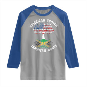 American Grown Jamaican Roots Raglan Shirt Retro USA Jamaica Flag TS10 Sport Gray Royal Print Your Wear