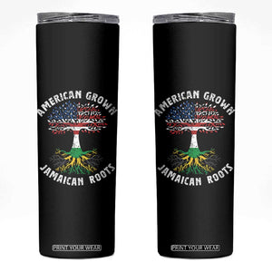 American Grown Jamaican Roots Skinny Tumbler Retro USA Jamaica Flag TS10 Black Print Your Wear