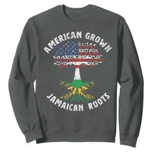 American Grown Jamaican Roots Sweatshirt Retro USA Jamaica Flag TS10 Dark Heather Print Your Wear