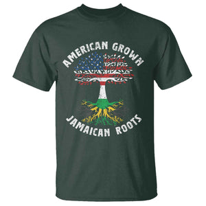 American Grown Jamaican Roots T Shirt Retro USA Jamaica Flag TS10 Dark Forest Green Print Your Wear