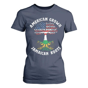 American Grown Jamaican Roots T Shirt For Women Retro USA Jamaica Flag TS10 Navy Print Your Wear
