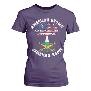 American Grown Jamaican Roots T Shirt For Women Retro USA Jamaica Flag TS10 Purple Print Your Wear