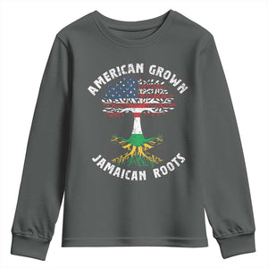 American Grown Jamaican Roots Youth Sweatshirt Retro USA Jamaica Flag TS10 Dark Heather Print Your Wear