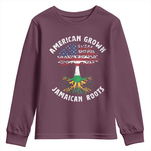 American Grown Jamaican Roots Youth Sweatshirt Retro USA Jamaica Flag TS10 Maroon Print Your Wear