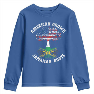 American Grown Jamaican Roots Youth Sweatshirt Retro USA Jamaica Flag TS10 Royal Blue Print Your Wear