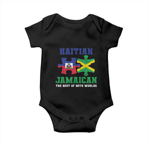 Haitian Jamaican Roots Baby Onesie Haiti Jamaica Combo Puzzle TS10 Black Print Your Wear