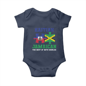 Haitian Jamaican Roots Baby Onesie Haiti Jamaica Combo Puzzle TS10 Navy Print Your Wear