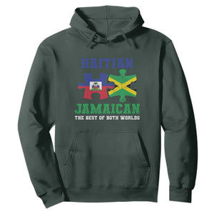 Haitian Jamaican Roots Hoodie Haiti Jamaica Combo Puzzle TS10 Dark Forest Green Print Your Wear