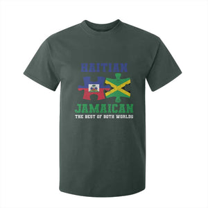 Haitian Jamaican Roots T Shirt For Kid Haiti Jamaica Combo Puzzle TS10 Dark Forest Green Print Your Wear