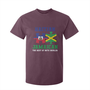 Haitian Jamaican Roots T Shirt For Kid Haiti Jamaica Combo Puzzle TS10 Maroon Print Your Wear