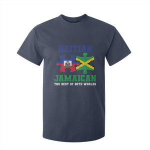 Haitian Jamaican Roots T Shirt For Kid Haiti Jamaica Combo Puzzle TS10 Navy Print Your Wear