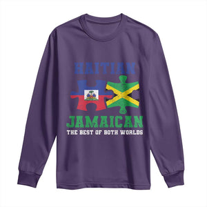 Haitian Jamaican Roots Long Sleeve Shirt Haiti Jamaica Combo Puzzle TS10 Purple Print Your Wear