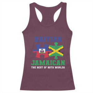 Haitian Jamaican Roots Racerback Tank Top Haiti Jamaica Combo Puzzle TS10 Maroon Print Your Wear