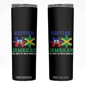Haitian Jamaican Roots Skinny Tumbler Haiti Jamaica Combo Puzzle TS10 Black Print Your Wear