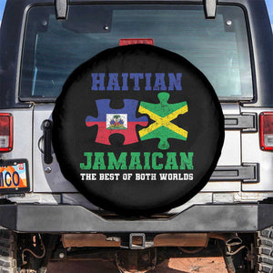 Haitian Jamaican Roots Spare Tire Cover Haiti Jamaica Combo Puzzle TS10 No hole Black Print Your Wear