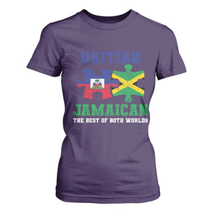 Haitian Jamaican Roots T Shirt For Women Haiti Jamaica Combo Puzzle TS10 Purple Print Your Wear