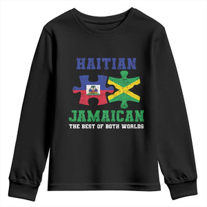 Haitian Jamaican Roots Youth Sweatshirt Haiti Jamaica Combo Puzzle TS10 Black Print Your Wear