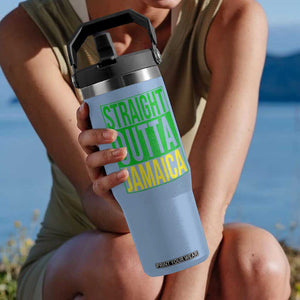 Straight Outta Jamaica Flip Straw Tumbler Cool Jamaican Travel Vacation TS10 One Size: 30 oz Light Blue Print Your Wear