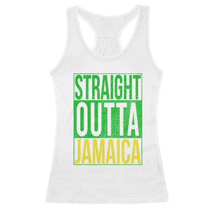 Straight Outta Jamaica Racerback Tank Top Cool Jamaican Travel Vacation TS10 White Print Your Wear