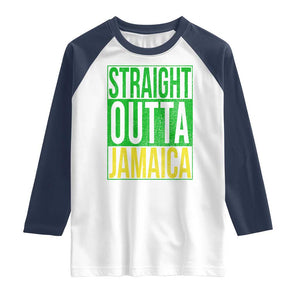 Straight Outta Jamaica Raglan Shirt Cool Jamaican Travel Vacation TS10 White Navy Print Your Wear