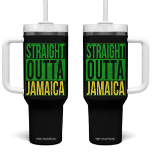 Straight Outta Jamaica Tumbler With Handle Cool Jamaican Travel Vacation TS10 One Size: 40 oz Black Print Your Wear
