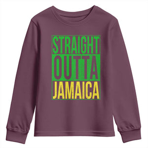 Straight Outta Jamaica Youth Sweatshirt Cool Jamaican Travel Vacation TS10 Maroon Print Your Wear