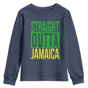 Straight Outta Jamaica Youth Sweatshirt Cool Jamaican Travel Vacation TS10 Navy Print Your Wear