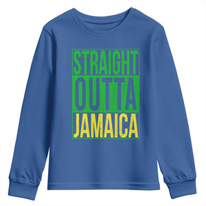 Straight Outta Jamaica Youth Sweatshirt Cool Jamaican Travel Vacation TS10 Royal Blue Print Your Wear