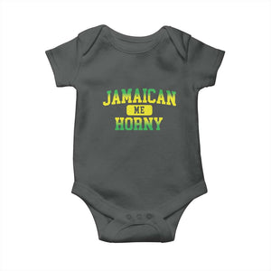 Jamaican Me Horny Baby Onesie Funny Caribbean Party TS10 Dark Heather Print Your Wear