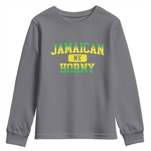 Jamaican Me Horny Youth Sweatshirt Funny Caribbean Party TS10 Charcoal Print Your Wear