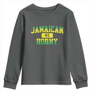 Jamaican Me Horny Youth Sweatshirt Funny Caribbean Party TS10 Dark Heather Print Your Wear