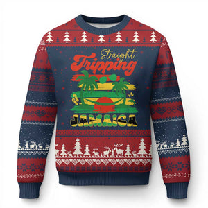 Jamaica Vacation Ugly Christmas Sweater Straight Trippin Jamaica Family Girls Trip TS10 Navy Red Print Your Wear