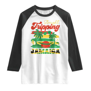 Jamaica Vacation Raglan Shirt Straight Trippin Jamaica Family Girls Trip TS10 White Black Print Your Wear