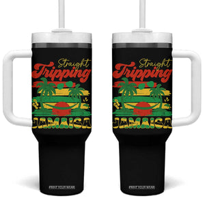 Jamaica Vacation Tumbler With Handle Straight Trippin Jamaica Family Girls Trip TS10 One Size: 40 oz Black Print Your Wear