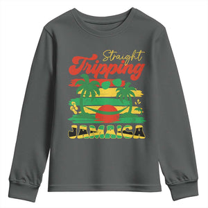 Jamaica Vacation Youth Sweatshirt Straight Trippin Jamaica Family Girls Trip TS10 Dark Heather Print Your Wear