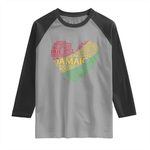 Jamaica Reggae Raglan Shirt One Love Rasta Culture TS10 Sport Gray Black Print Your Wear